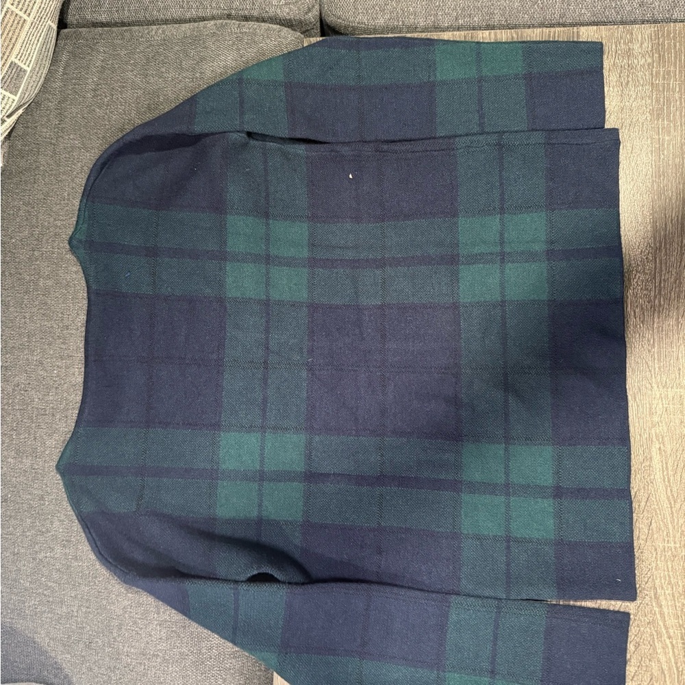 Tahari Women's Crewneck Sweater - Navy and Teal Plaid - Picture 13 of 15